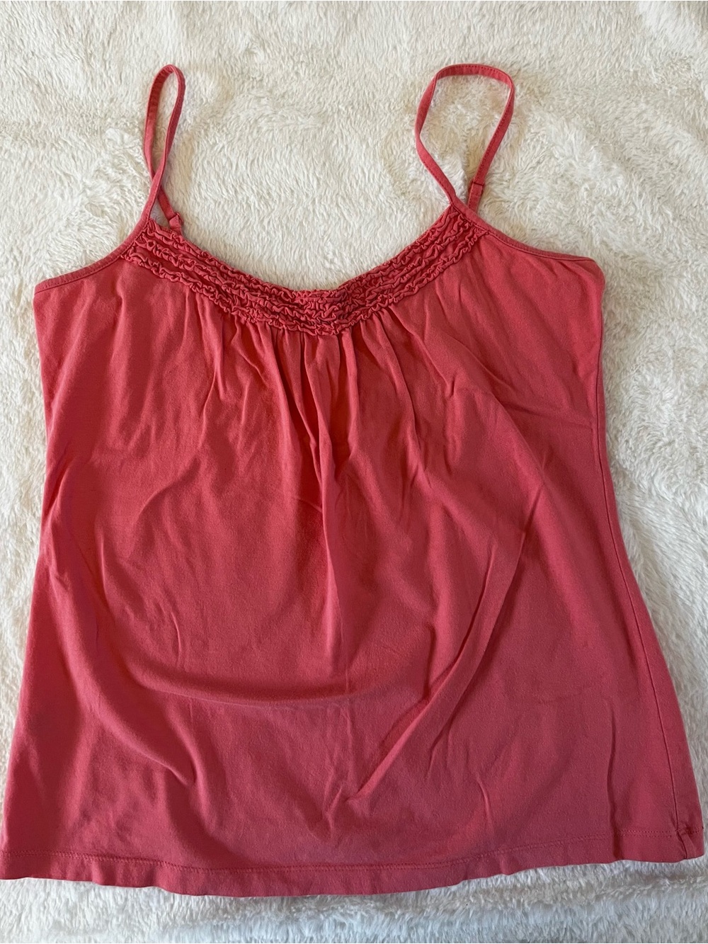 LOFT Coral Smocked-Neck Cami
